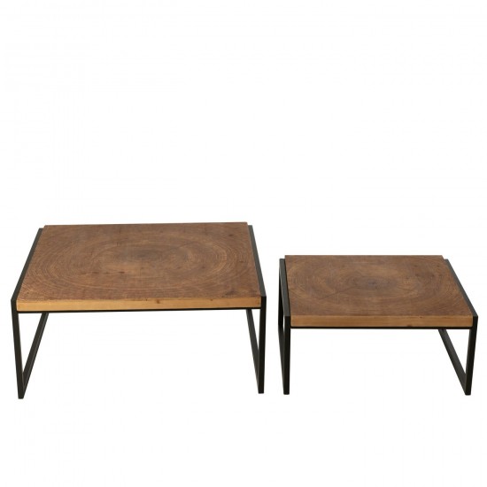 J-Line J Line tables de salon basse Jolipa S 2 Table Basse Dos Mdf Naturel Noir.