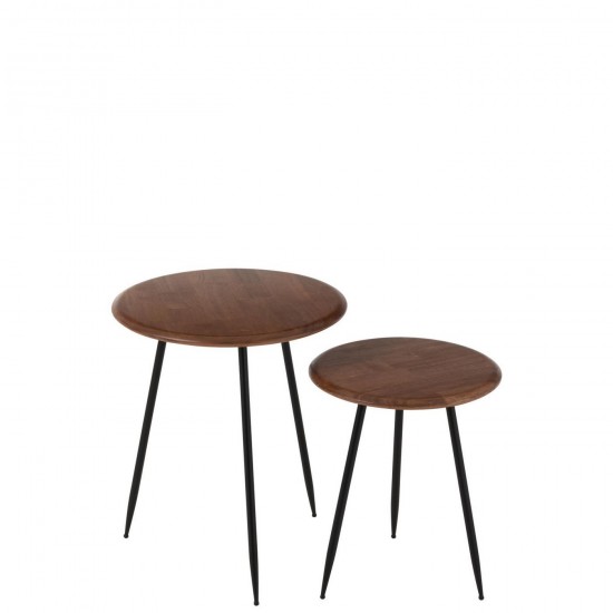 J Line Set De 2 Table Basse Neo Caoutchouc Naturel Noir L50xB50xH60 cm Jline 57496 by Jolipa 57496.