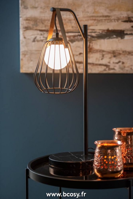 J-Line etagere bois naturel Éclairage Armatures Luminaires D'intérieur Pieds De Lampe Avec Abat Jour Lampes De Table Lampe Table Ignes Acier Marbre Noir