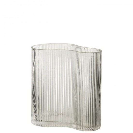 J Line Vase Irrégulier Ligné Verre Transparent L12xB19xH20 cm Jline 57569 by Jolipa 57569.