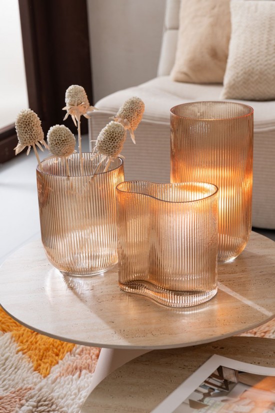 Jolipa Vase Ligné Verre Caramel Medium.