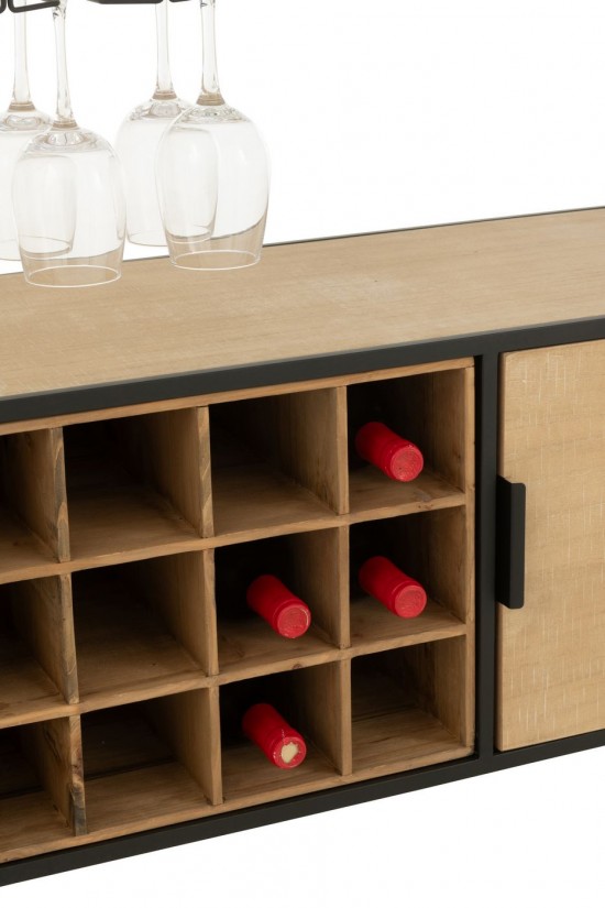 J Line Meuble Bar Bya Fer Naturel Noir L120xB36xH80 cm Jline 57580 by Jolipa 57580.