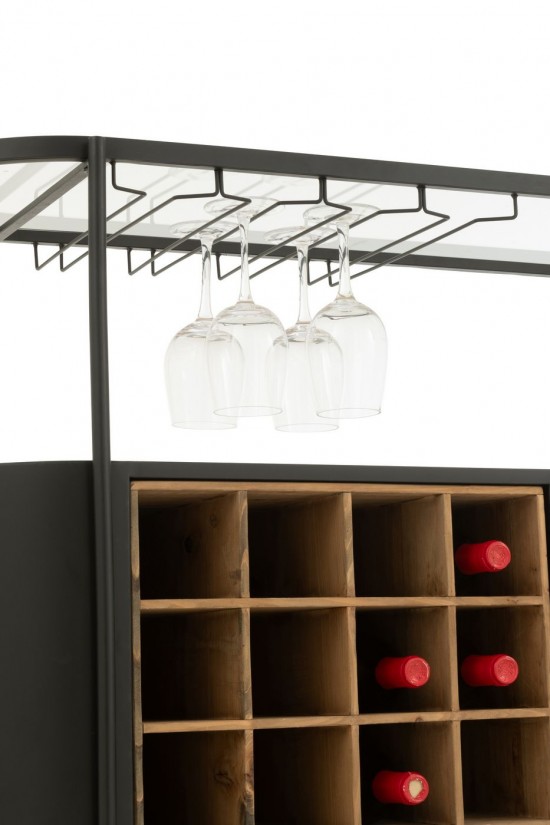 J-Line Mobile Bar Bya Ferro Naturale/Nero.