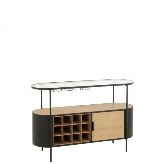 J Line Meuble Bar Bya Fer Naturel Noir L120xB36xH80 cm Jline 57580 by Jolipa 57580.