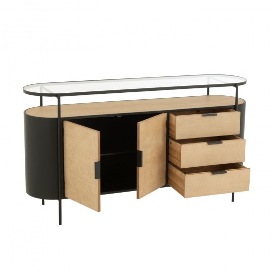 J-Line Muebles Ovy Plancha Natural/Negro.