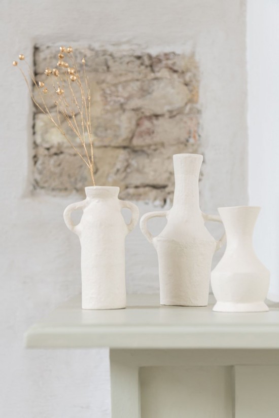 Jolipa Set De 3 Vase Aluminium Blanc.