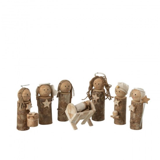 J Line Crèche Coffre Bois D'Albasia Marron Foncé Naturel L65xB10xH22 cm Jline 57800 by Jolipa 57800.