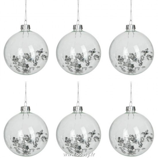 J Line Boite De 6 Boules De Noel Rondes Decoratives Interieur Transparent Ø9 JLine 57963 by Jolipa 57963.