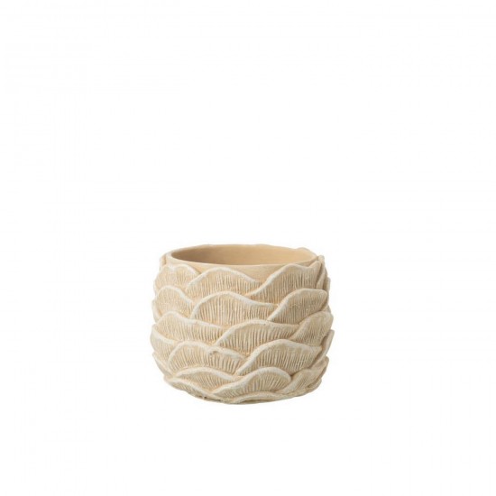 J Line Cachepot Rond Relief Ciment Beige Small L17xB17xH13 cm Jline 58019 by Jolipa 58019.
