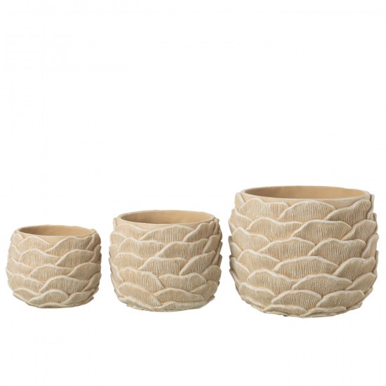 J-Line J Line cachepots de fleur Jolipa Cachepot Rond Relief Ciment Beige Large.