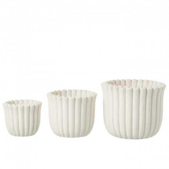 J-Line J Line cachepots de fleur Jolipa Cachepot Cotelé Ciment Blanc Large.