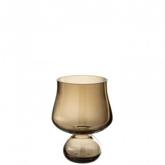 J Line Vase Gobelet Bas Verre Gris L15xB15xH21 cm Jline 58031 by Jolipa 58031.