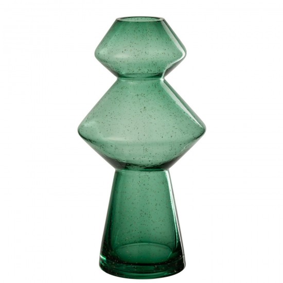 J Line Vase Carol Verre Vert Émeraude L18xB18xH35 cm Jline 58049 by Jolipa 58049.