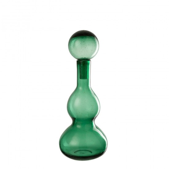 J Line Flacon Bouchon Carol Verre Vert Émeraude Small L16xB16xH42 cm Jline 58060 by Jolipa 58060.