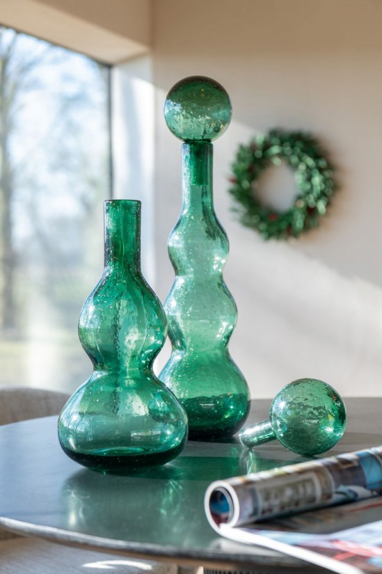 Jolipa Flacon Bouchon Carol Verre Vert Émeraude Large.