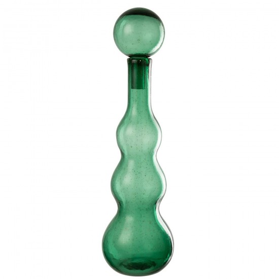 J Line Flacon Bouchon Carol Verre Vert Émeraude Large L15xB15xH52 cm Jline 58061 by Jolipa 58061.