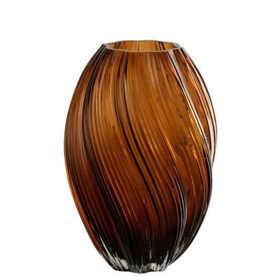 J Line Vase Carol Verre Marron Large L18xB18xH27 cm Jline 58066 by Jolipa 58066.