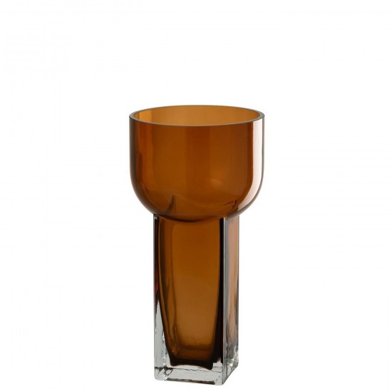 J Line Vase Carol Verre Marron Medium L13xB13xH26 cm Jline 58070 by Jolipa 58070.