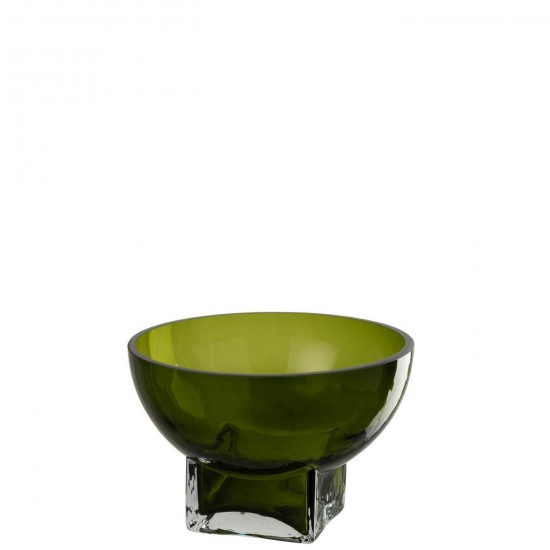 J Line Vase Carol Verre Vert Olive Small L20xB20xH13 cm Jline 58072 by Jolipa 58072.