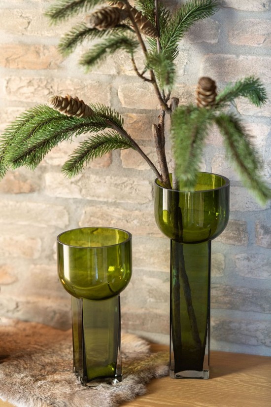 Jolipa Vase Carol Verre Vert Olive Medium.