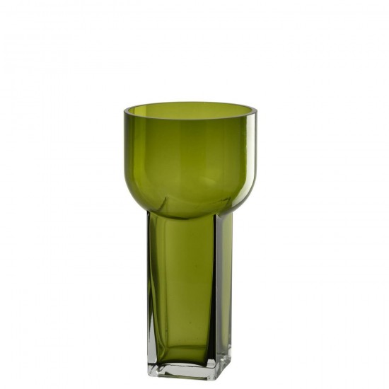 J Line Vase Carol Verre Vert Olive Medium L13xB13xH26 cm Jline 58073 by Jolipa 58073.