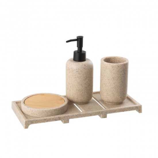 J Line Distributeur De Savon On Tray Polyrésine Beige Naturel L31xB13xH19 cm Jline 58088 by Jolipa 58088.
