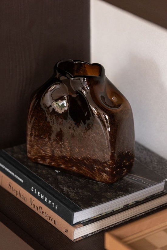 Jolipa Vase Rectangle Verre Marron Foncé Small.