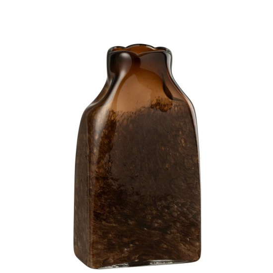 J Line Vase Rectangle Verre Marron Foncé Large L18xB10xH35 cm Jline 58103 by Jolipa 58103.