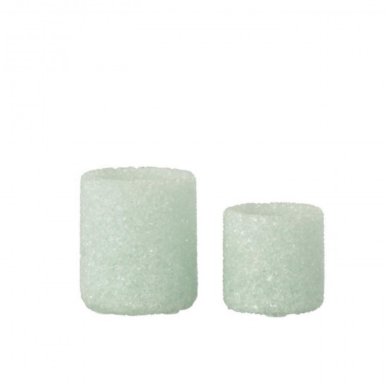 J Line Set De 2 Photophore Pierre Verre Blanc L8xB8xH9 cm Jline 58144 by Jolipa 58144.