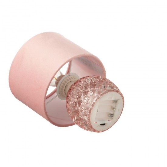 Jolipa Lampe De Table Verre Led Rose Clair.