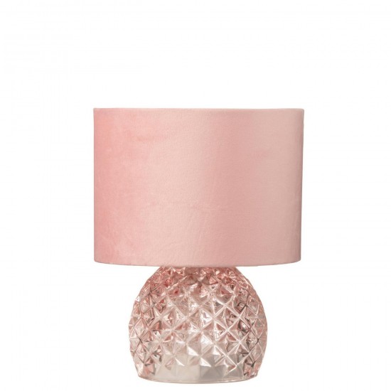 J Line Lampe De Table Verre Led Rose Clair L17xB17xH23 cm Jline 58214 by Jolipa 58214.