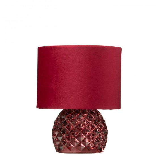 J Line Lampe De Table Verre Led Bordeaux L17xB17xH23 cm Jline 58218 by Jolipa 58218.