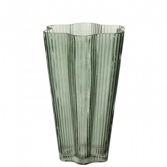 J Line Vase Verre Gris Vert Large L18xB17xH27 cm Jline 58223 by Jolipa 58223.