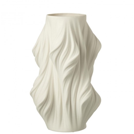 J Line Vase Impression 3D Irrégulier Porcelaine Blanc L26xB26xH40 cm Jline 58247 by Jolipa 58247.