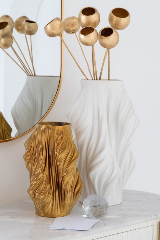 Jolipa Vase Impression 3D Irrégulier Porcelaine Doré Small.