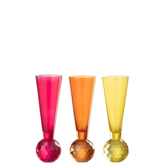 J Line Verre À Champagne Balle Verre Jaune Orange L7xB7xH15 cm Jline 58267 by Jolipa 58267 Assortiment de 3 pcs.