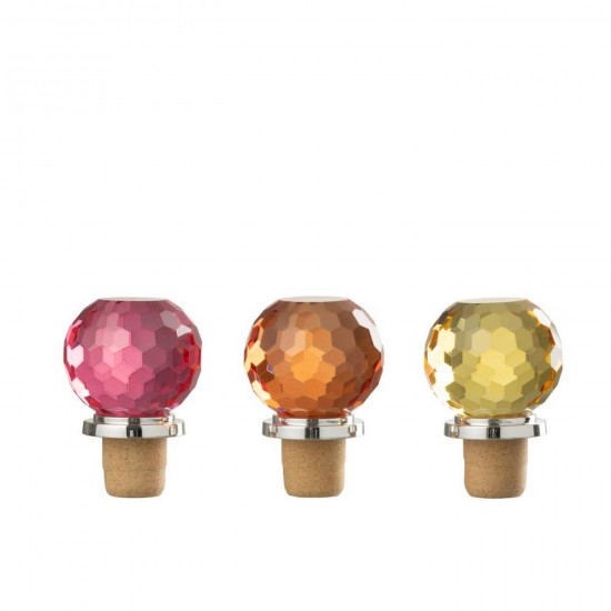 J Line Bouchon Balle Verre Jaune Orange L6xB6xH6 cm Jline 58307 by Jolipa 58307 Assortiment de 3 pcs.