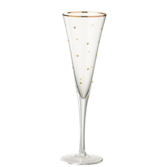 J Line Verre À Champagne Pois Verre Transparent Doré L8xB8xH26 cm Jline 58315 by Jolipa 58315.