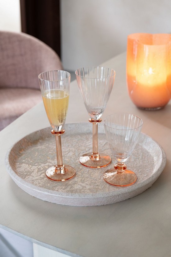 Jolipa Verre À Champagne Ligné Verre Transparent Rose Saumon.