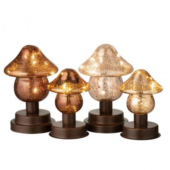 J-Line J Line hivers Champignon Led Sur Socle Verre Marron Champagne Large Assortiment De 2.