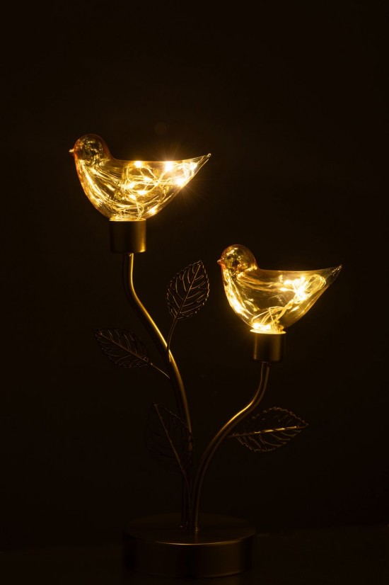 J-Line J Line Lampes LED Lampe LED Jolipa Oiseau Led Branche Et Feuille 2 Pièces Fer Doré.