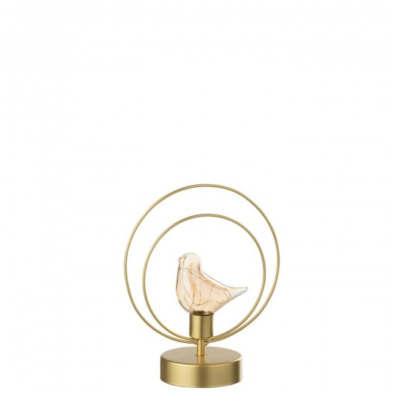 J Line Oiseau Led 1 Oiseau Rond Fer Doré L18xB10xH22 cm Jline 58413 by Jolipa 58413.
