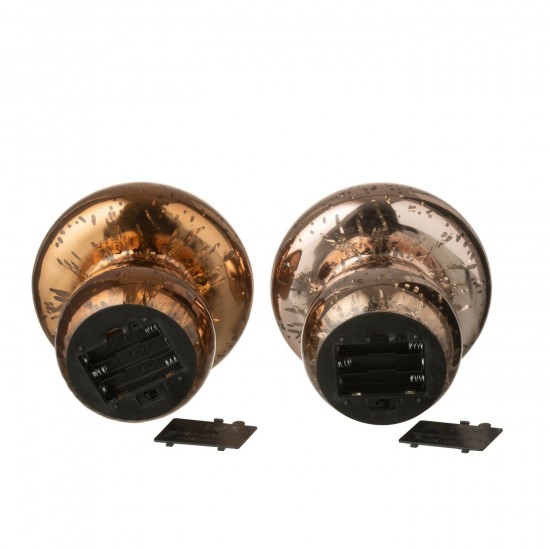 Jolipa Champignon Led Antique Verre Marron Marron Foncé Assortiment De 2.