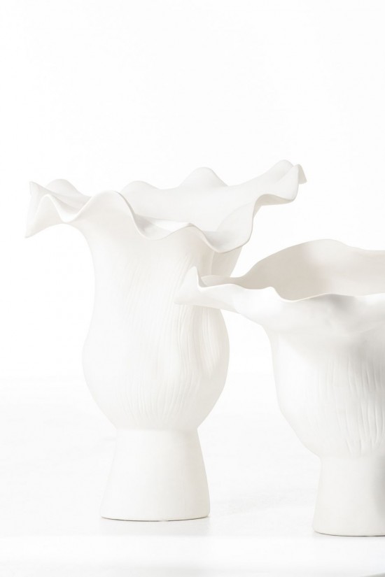Jolipa Vase Etroit Helix Irrégulier Céramique Blanc.