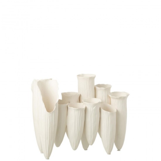 J Line Vase Soliflore Helix Cylindre Céramique Blanc L34xB14xH25 cm Jline 58562 by Jolipa 58562.