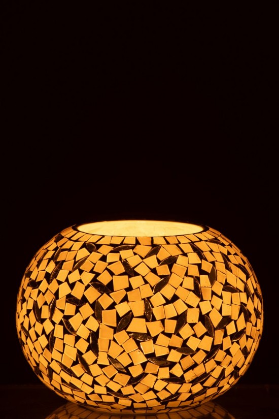 J-Line J Line photophores Jolipa Chandelier Balle Mosaïque Verre Blanc Cassé Argenté Small.