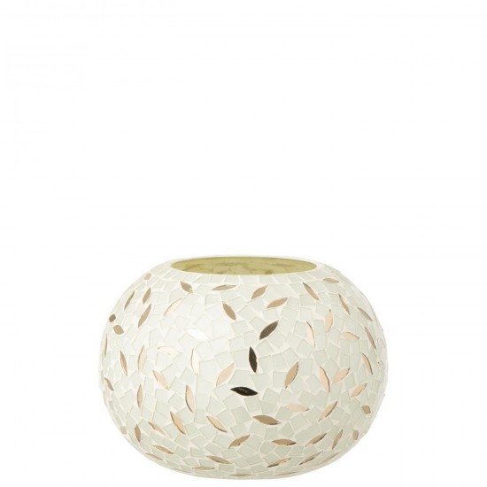 J Line Chandelier Balle Mosaïque Verre Blanc Cassé Argenté Small L20xB20xH15 cm Jline 58596 by Jolipa 58596.