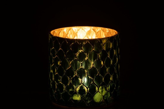 J-Line J Line Porte bougies Porte bougies Jolipa Chandelier Cylindre Mosaïque Verre Bleu Azur.