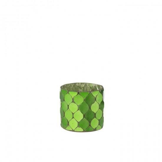 J Line Photophore Cylindre Mosaïque Verre Vert L8xB8xH8 cm Jline 58609 by Jolipa 58609.