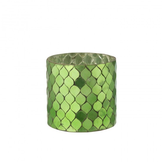 J Line Chandelier Cylindre Mosaïque Verre Vert L13xB13xH13 cm Jline 58611 by Jolipa 58611.